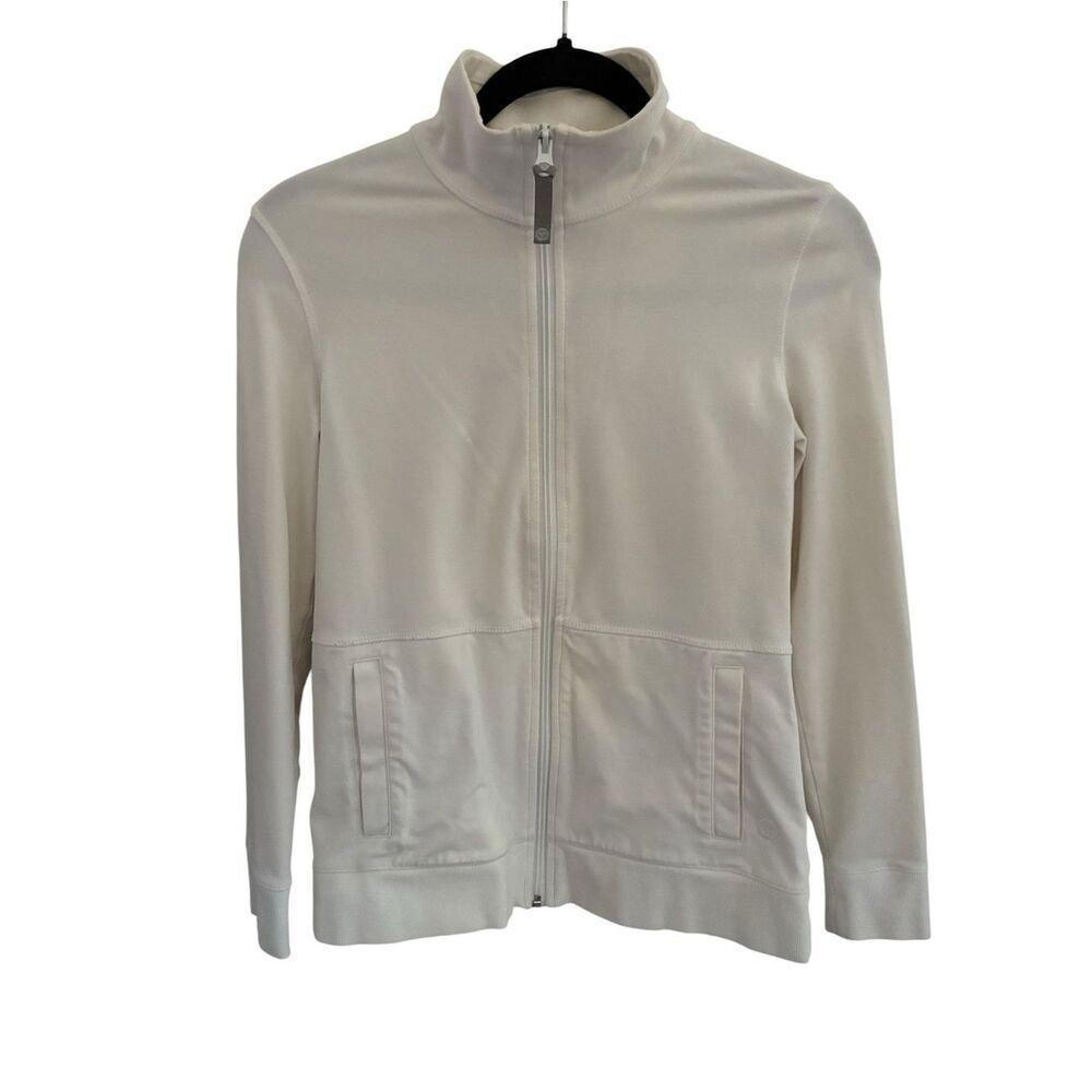 Talbots Cream Zip-Front Bomber Jacket Woman’s Size SP